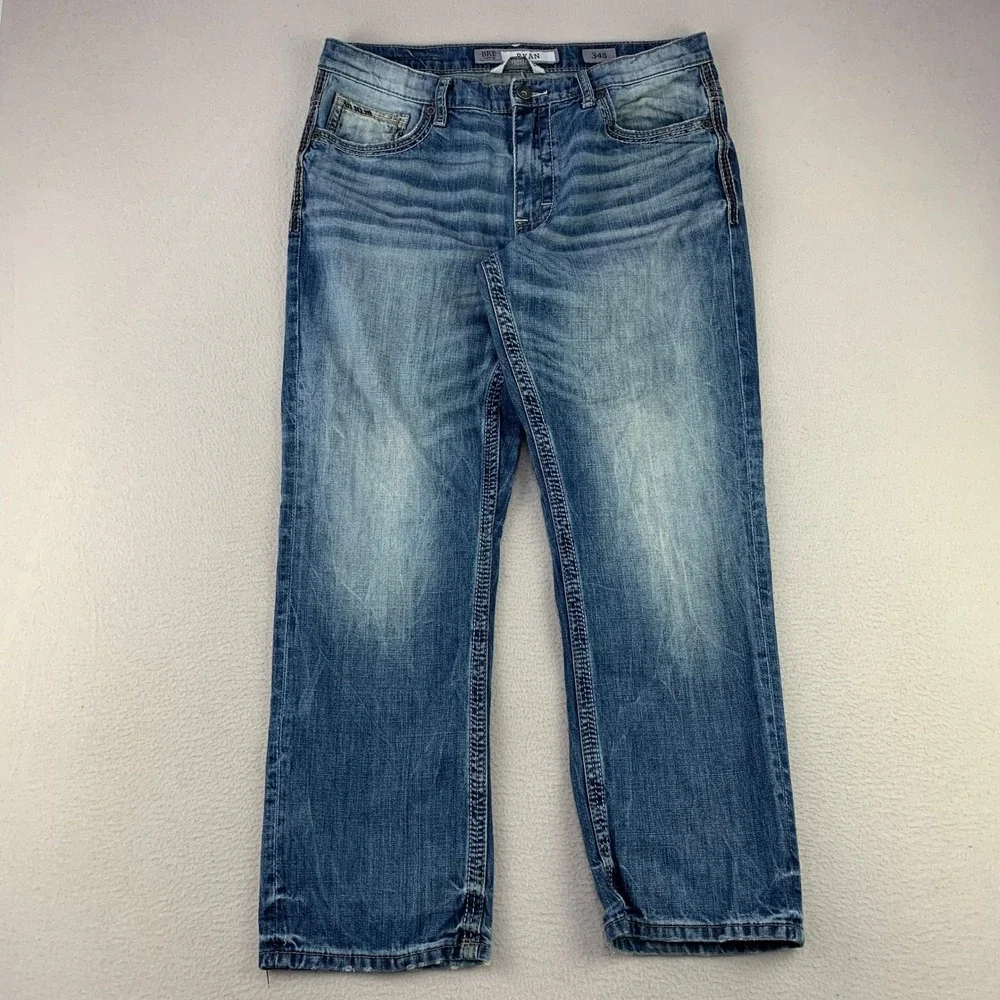 BKE Ryan Straight‎ Leg Jeans Men's 34S Blue Denim 100% Cotton Western Stretch